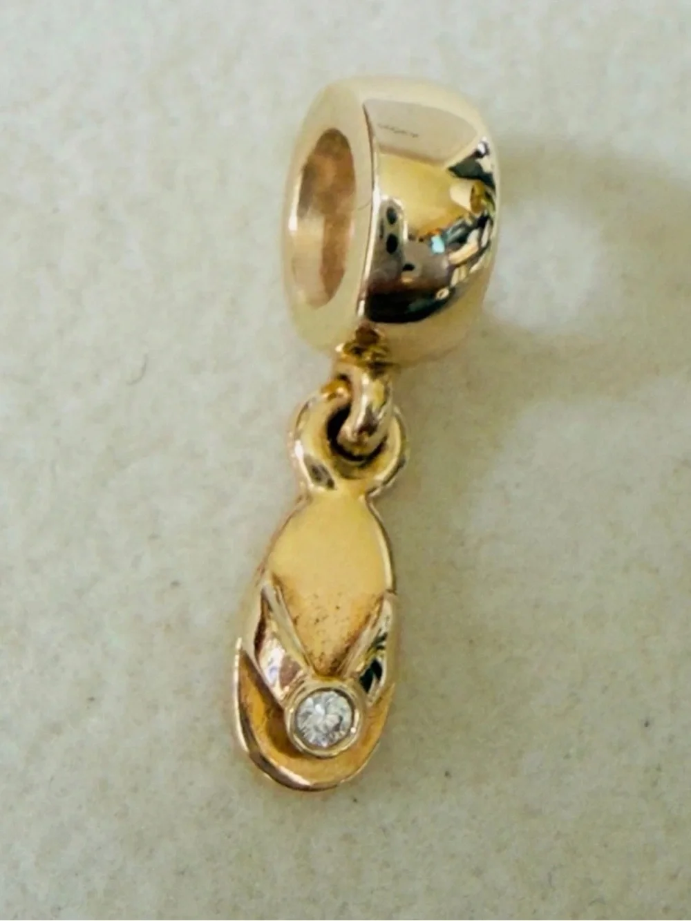 PANDORA 14k Gold Flip Flop Sandal With Diamond Dangle Charm 750433D ❗️Retired❗️